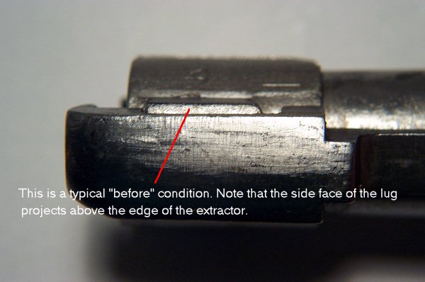 A view of the locking lug profile that may cause binding.